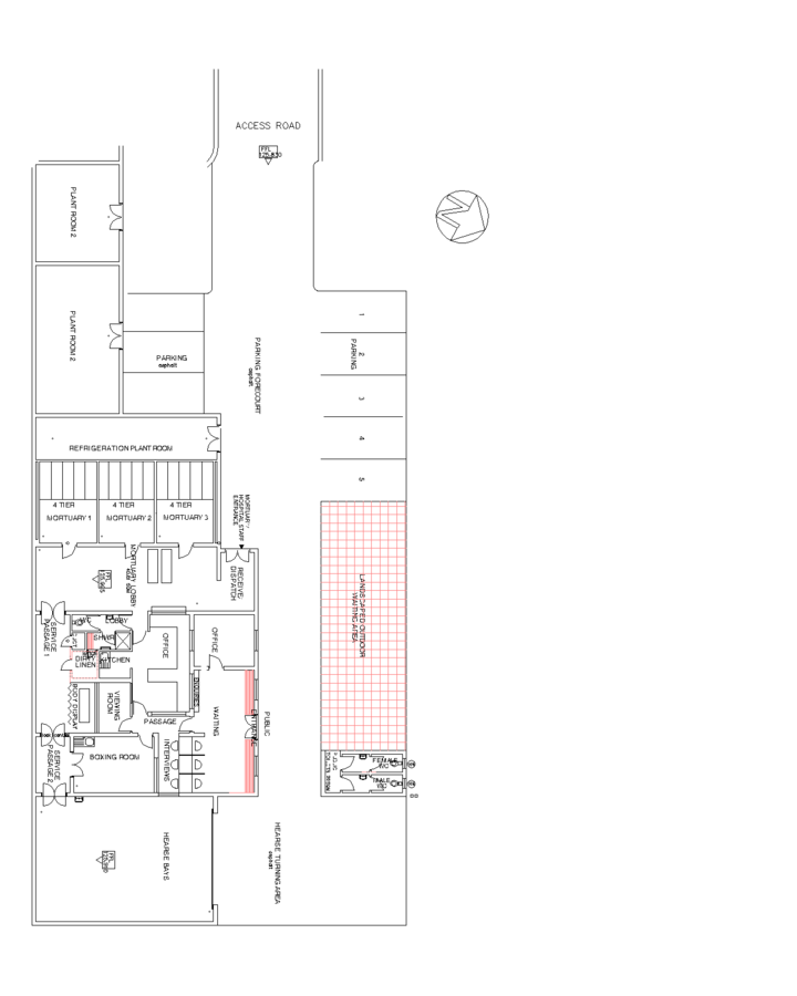 The layout of a small mortuary attached to a hospital